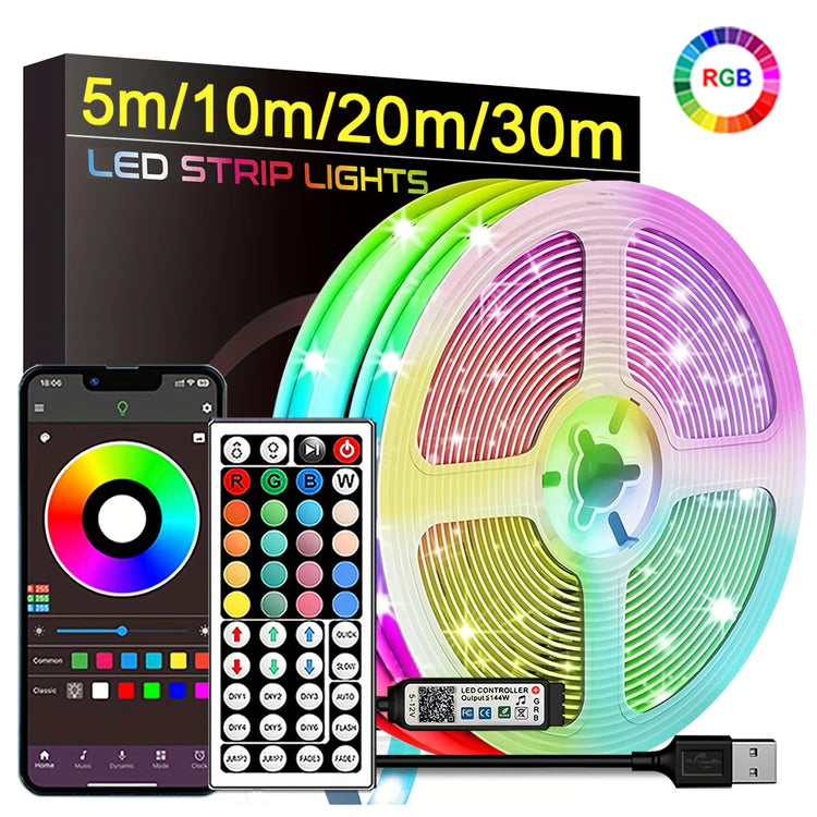 RGB Led Strip Lights 5m 10m 20m 30m Led Room Light with APP Control Fl ...